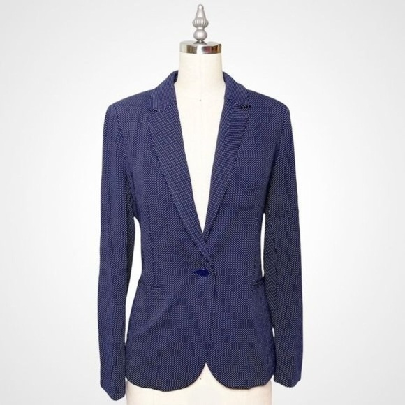 Chico’s Polka Dot Blazer Jacket Navy Blue & White Small - Picture 1 of 9